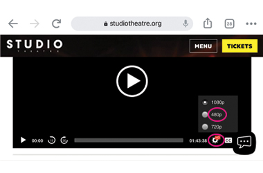 To change the resolution of your video, click the gear symbol in the toolbar of our multimedia player and select 1080p, 720p, or 480p. Selecting a lower resolution will allow you to more easily stream content without significant impacts to video quality.